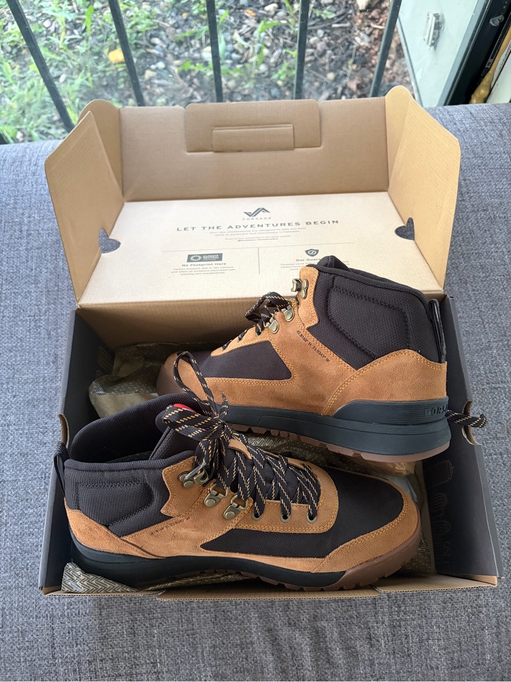 Men's Brown and Black Suede-Trim Hiking Boots